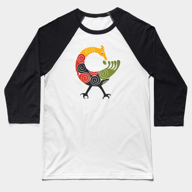 Sankofa Bird Adinkra Art in Pan African Colors Baseball T-Shirt by tatadonets